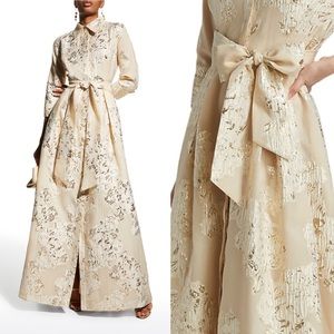 Rickie Freeman Teri Jon Metallic Jacquard Shirtdress Gown Size 8 MSRP $770.00